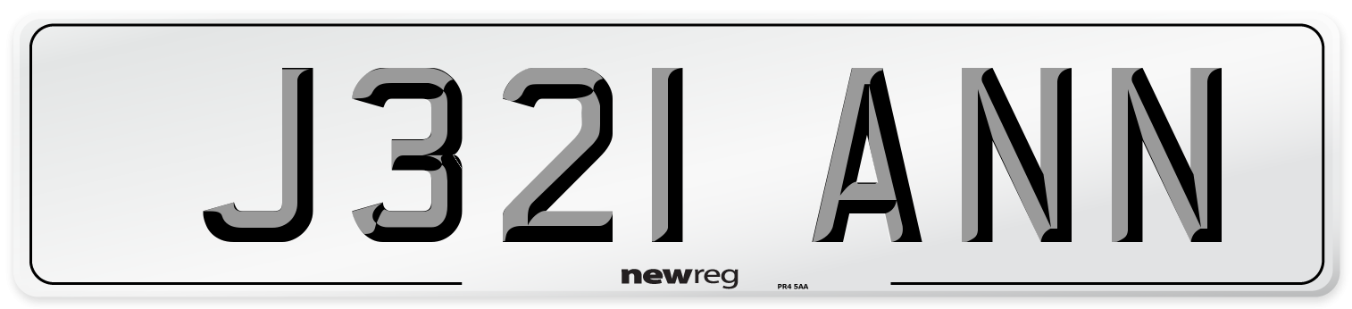 J321 ANN Number Plate from New Reg
